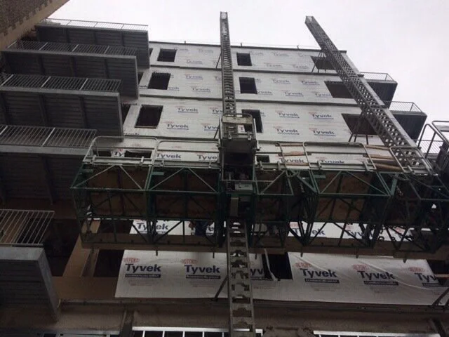 Framing detail — 434 Melrose residential building