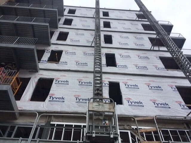 Upper floor exterior framing — 434 Melrose Chicago