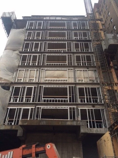 Multi-story exterior metal stud framing — 434 Melrose, Chicago