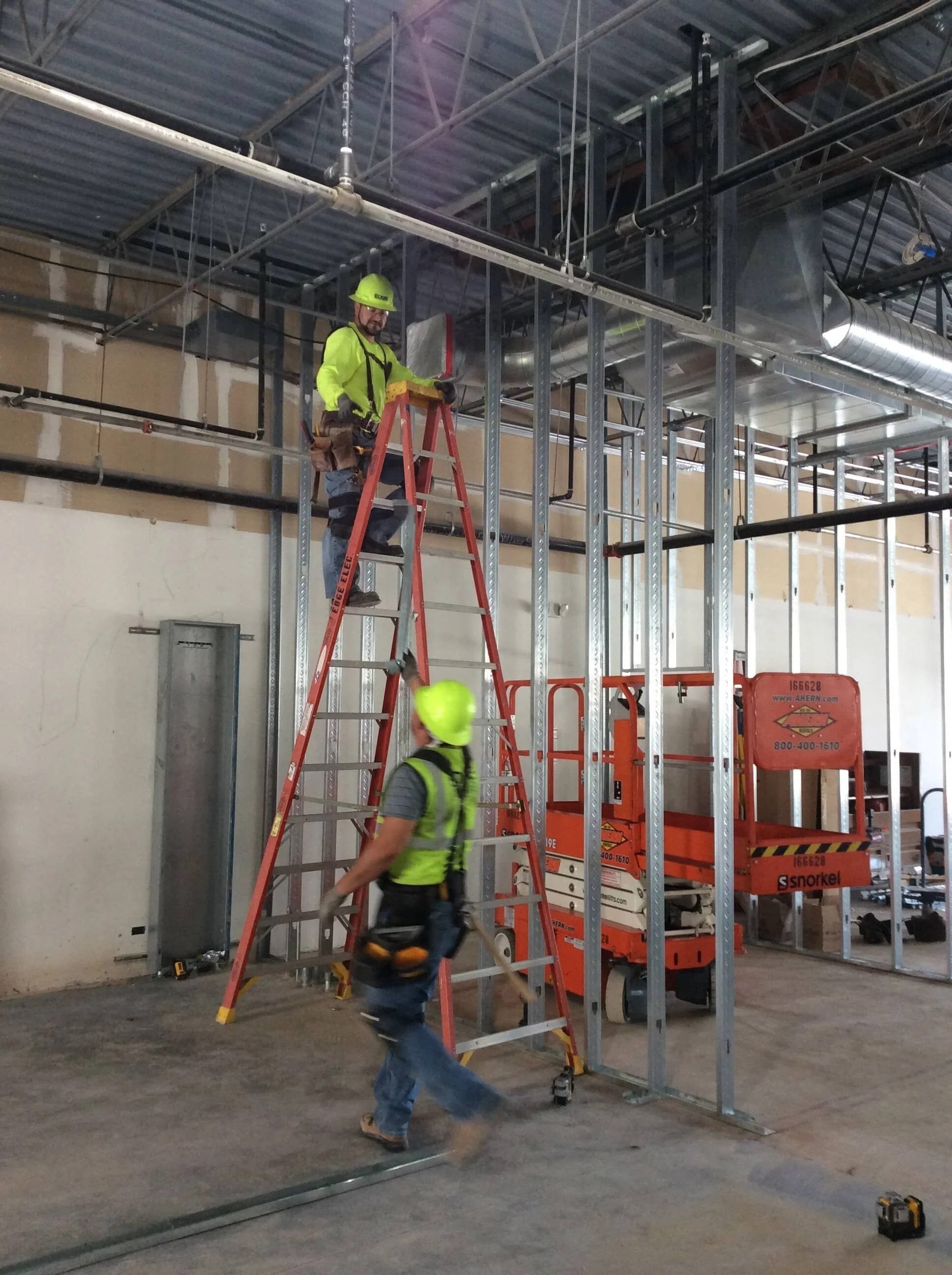 Commercial framing in progress — Big Blue Swim School